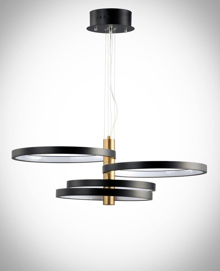 LED Black and Gold Halo Rings Chandelier - LV LIGHTING