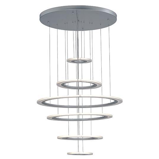 LED Aluminum with Acrylic Shade Multiple Halo Ring Chandelier - LV LIGHTING