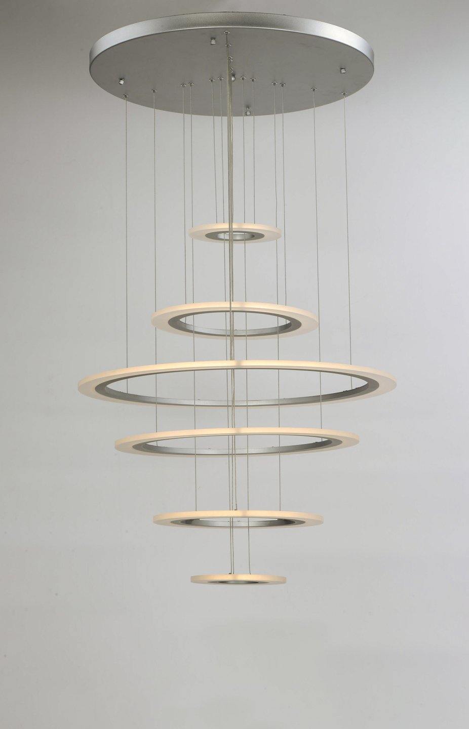LED Aluminum with Acrylic Shade Multiple Halo Ring Chandelier - LV LIGHTING