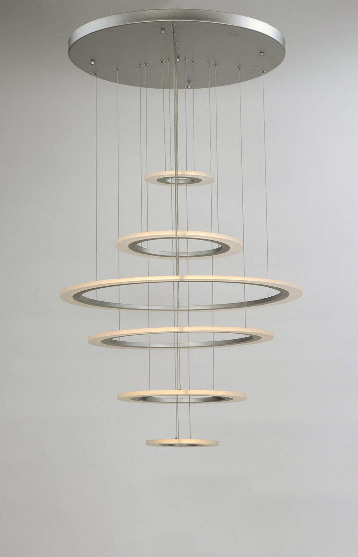 LED Aluminum with Acrylic Shade Multiple Halo Ring Chandelier - LV LIGHTING