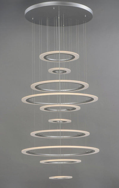 LED Aluminum with Acrylic Shade Multiple Halo Ring Chandelier - LV LIGHTING