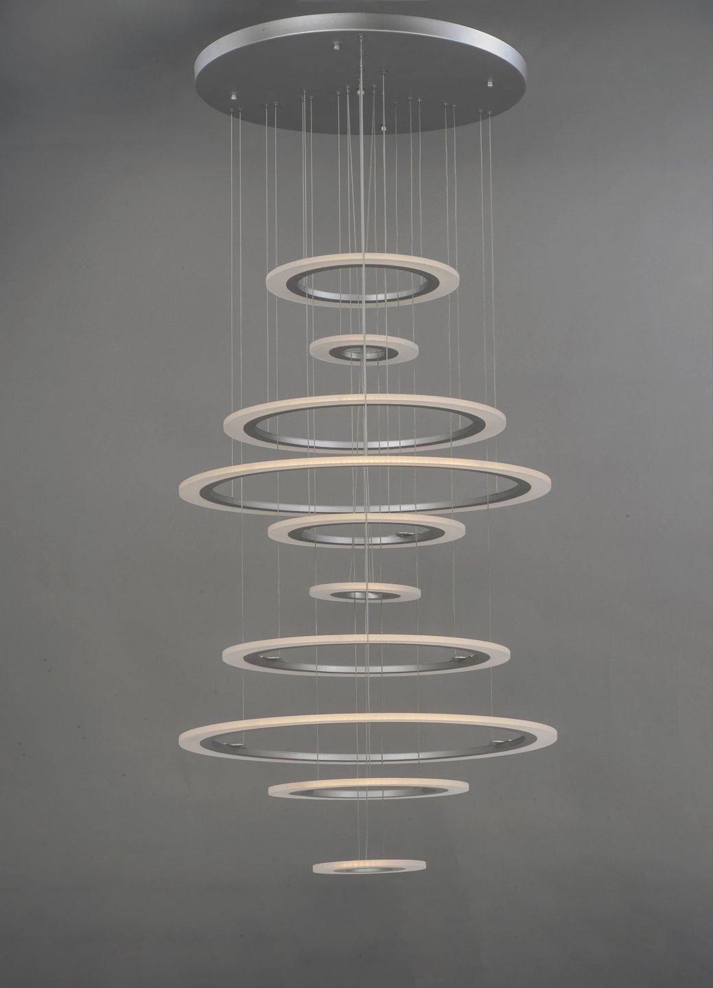 LED Aluminum with Acrylic Shade Multiple Halo Ring Chandelier - LV LIGHTING