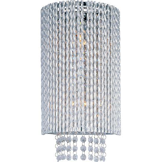 Polished Chrome with Curled Metal and Crystal Strand Wall Sconce - LV LIGHTING