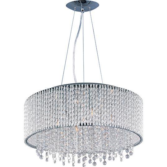 Polished Chrome with Curled Metal and Crystal Strand Chandelier - LV LIGHTING