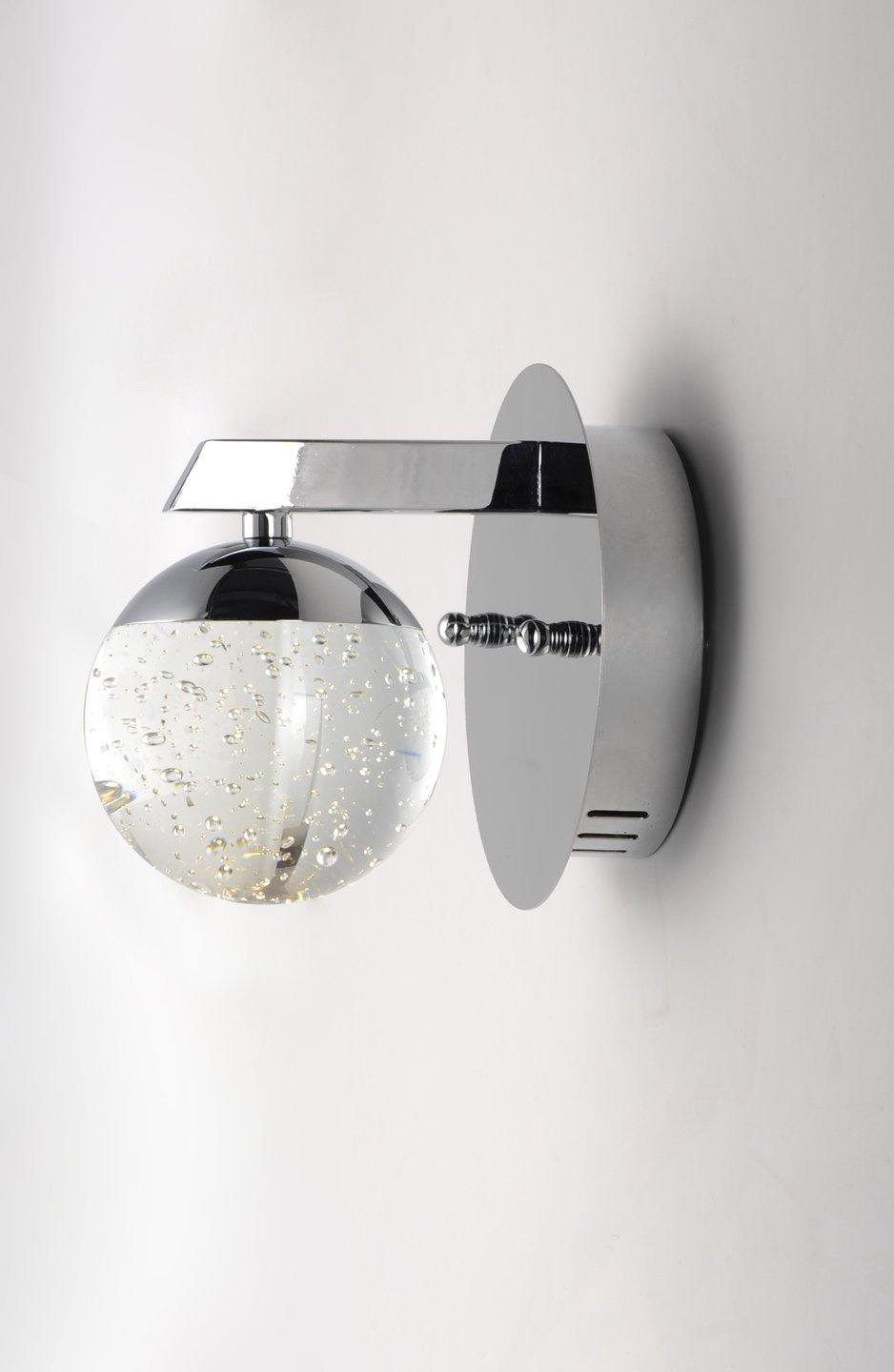 LED Polished Chrome with Bubble Crystal Shade Wall Sconce - LV LIGHTING
