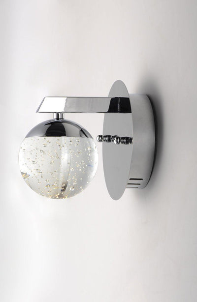 LED Polished Chrome with Bubble Crystal Shade Wall Sconce - LV LIGHTING