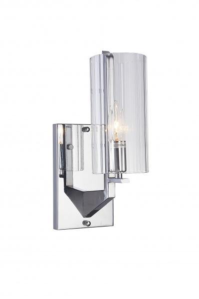 Chrome with Clear Cylindrical Glass Shade Wall Sconce - LV LIGHTING