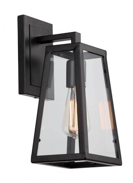 Black with Clear Glass Panel Wall Sconce - LV LIGHTING