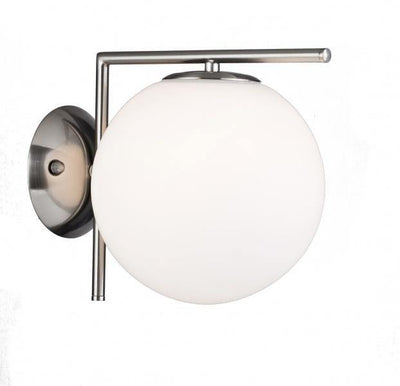 Steel Arm with Frosted White Glass Globe Shade Wall Sconce - LV LIGHTING