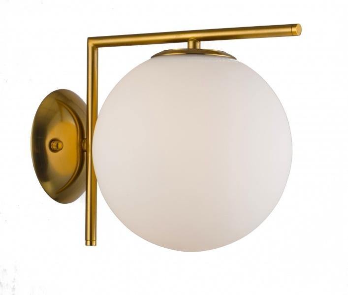 Steel Arm with Frosted White Glass Globe Shade Wall Sconce - LV LIGHTING