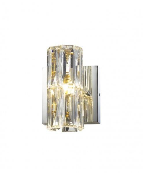 Chrome with Clear Cylindrical Crystal Wall Sconce - LV LIGHTING