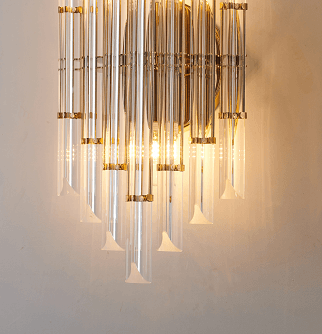 Gold Frame with Clear Glass Rod Wall Sconce - LV LIGHTING