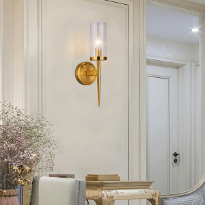 Steel with Clear Cylindrical Glass Shade Wall Sconce - LV LIGHTING