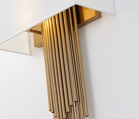 Steel Rod with White Fabric Shade Wall Sconce - LV LIGHTING