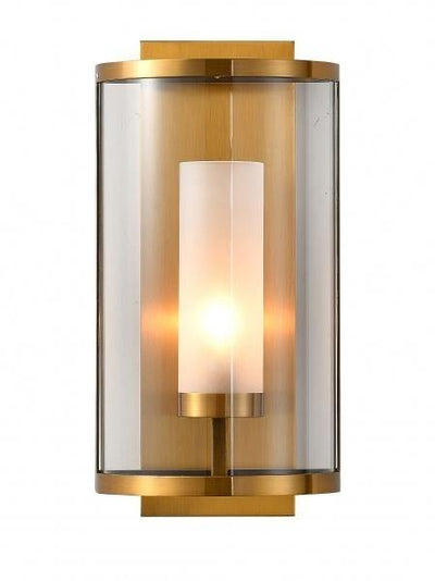 Antique Brass with Clear and Frosted Glass Shade Wall Sconce - LV LIGHTING