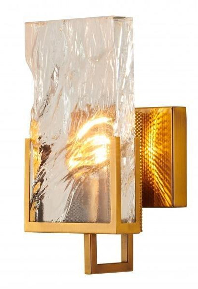 Gold Frame with Clear Crystal Plaque Wall Sconce - LV LIGHTING