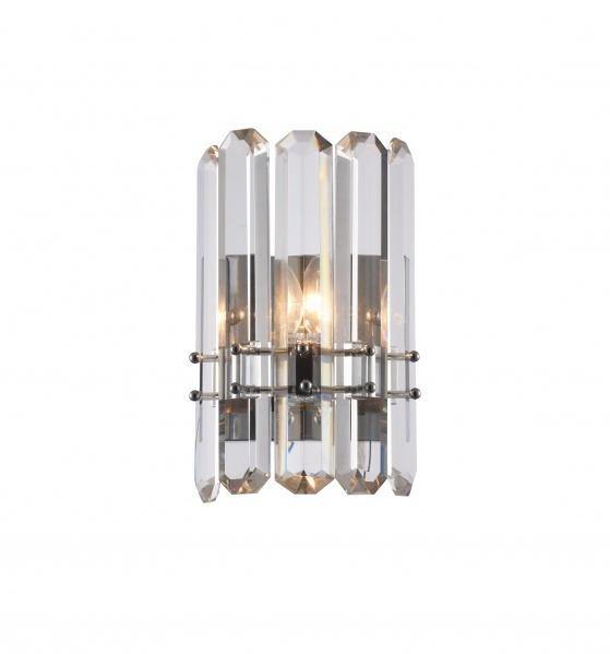 Steel Frame with Clear Crystal Plaque Wall Sconce - LV LIGHTING