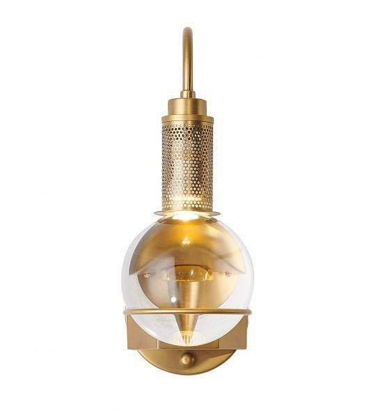 Antique Brass Arched Arm with Clear Crystal Ball Wall Sconce - LV LIGHTING