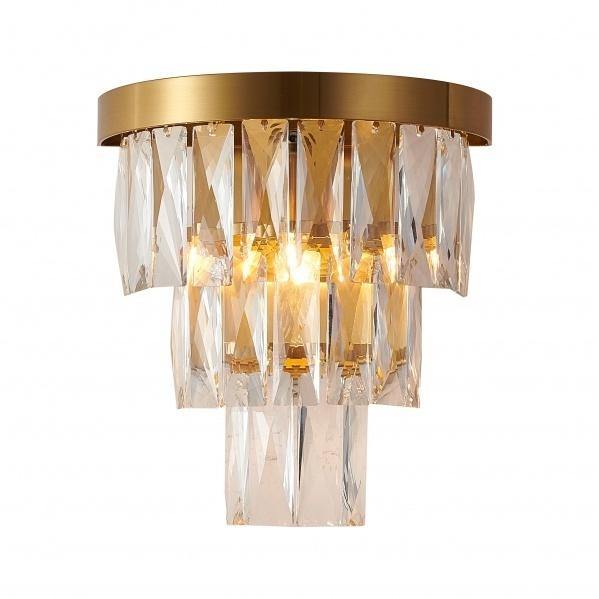 Gold Frame with 3 Tier Clear Crystal Wall Sconce - LV LIGHTING