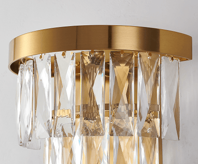 Gold Frame with 3 Tier Clear Crystal Wall Sconce - LV LIGHTING