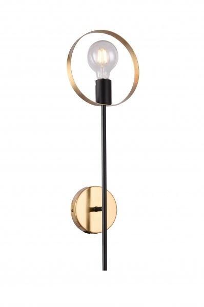 Black and Brushed Brass Ring Frame Wall Sconce - LV LIGHTING