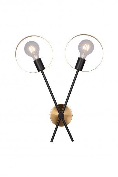 Black and Brushed Brass Double Ring Frame Wall Sconce - LV LIGHTING