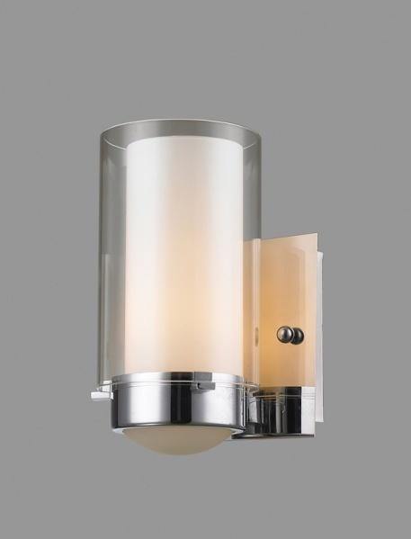 Chrome with Clear and Frosted Crylindrical Glass Shade Wall Sconce - LV LIGHTING