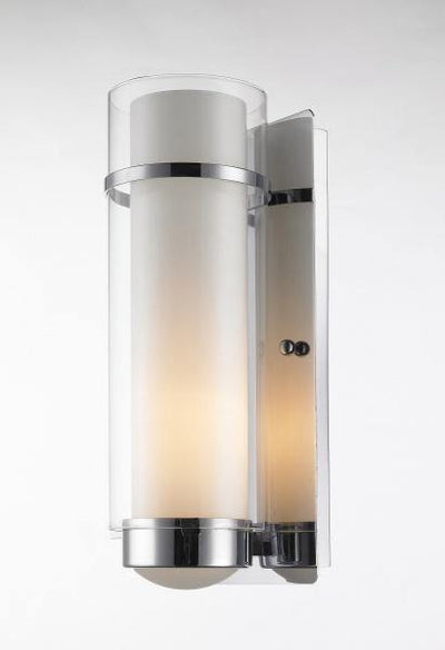 Chrome with Clear and Frosted Crylindrical Glass Shade Wall Sconce - LV LIGHTING