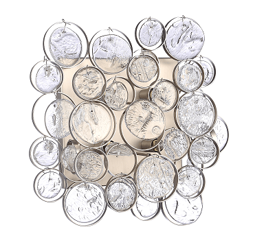 Matte Nickel with Clear Rippled Glass Wall Sconce - LV LIGHTING