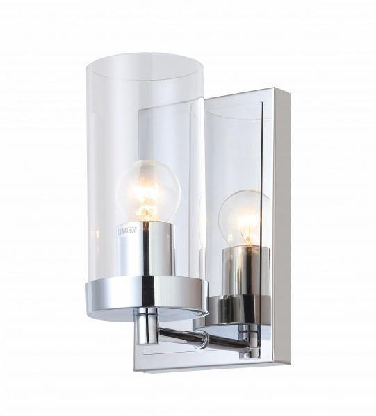 Chrome with Clear Cylindrical Glass Shade Wall Sconce - LV LIGHTING