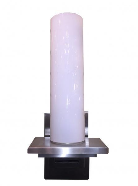 Satin Nickel with White Cylindrical Glass Shade Wall Sconce - LV LIGHTING