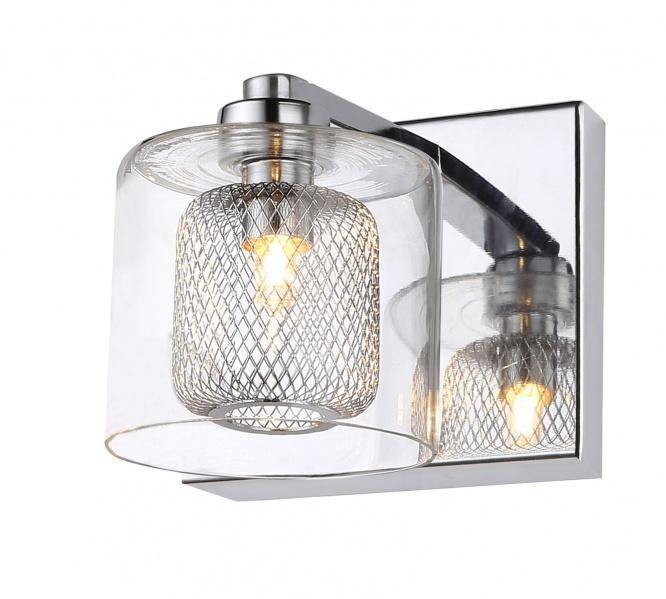 Chrome with Mesh and Clear Glass Shade Wall Sconce - LV LIGHTING