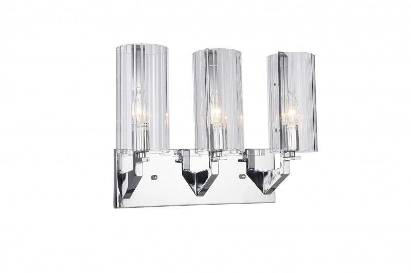 Chrome with Clear Cylindrical Glass Shade Vanity Light - LV LIGHTING