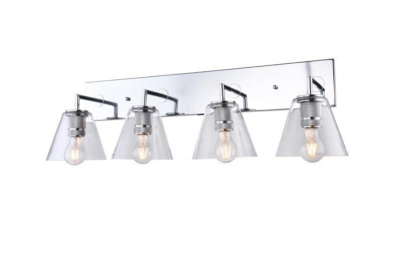 Chrome with Clear Cone Glass Shade Vanity Light - LV LIGHTING