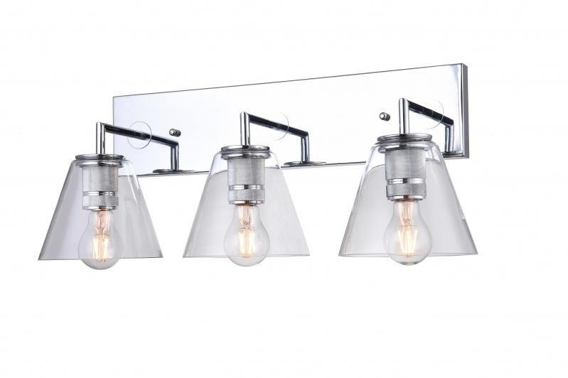 Chrome with Clear Cone Glass Shade Vanity Light - LV LIGHTING