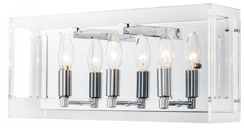 Chrome with Clear Acrylic Rectangular Box Vanity Light - LV LIGHTING
