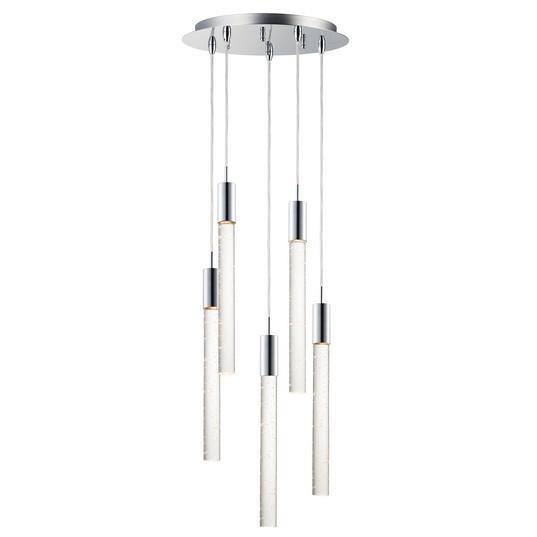 LED Polished Chrome with Crystal Rod Pendant - LV LIGHTING