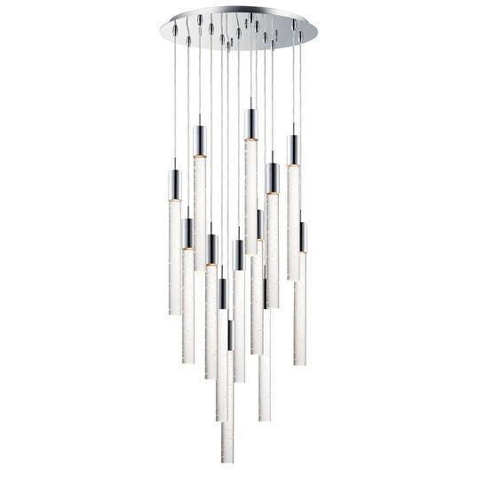 LED Polished Chrome with Crystal Rod Pendant - LV LIGHTING