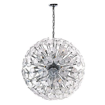 Polished Chrome with Clear Murano Glass Petals Chandelier / Pendant - LV LIGHTING