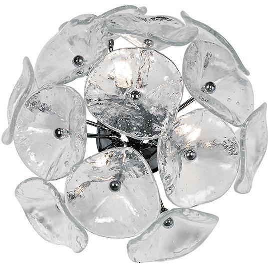 Polished Chrome with Clear Murano Glass Petals Wall Sconce - LV LIGHTING
