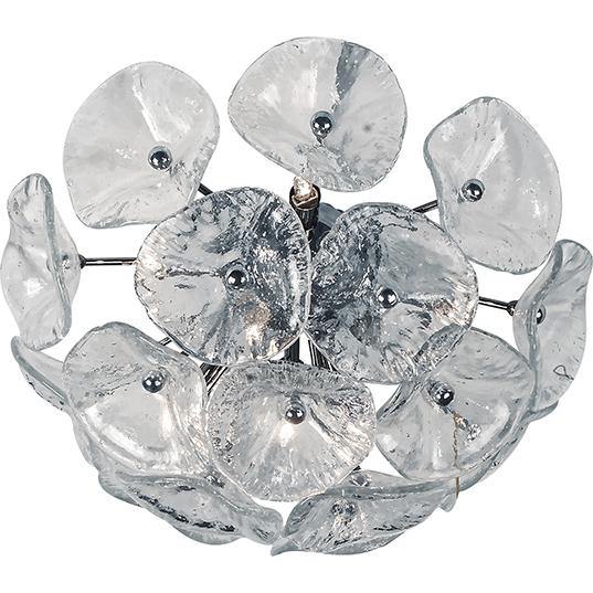 Polished Chrome with Clear Murano Glass Petals Flush Mount - LV LIGHTING