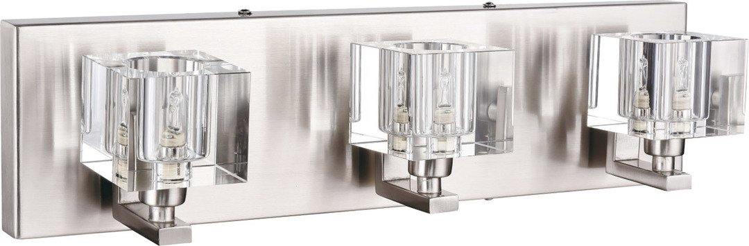 Satin Nickel with Clear Crystal Cube Vanity Light - LV LIGHTING