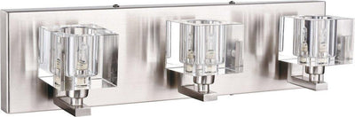 Satin Nickel with Clear Crystal Cube Vanity Light - LV LIGHTING