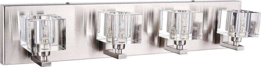 Satin Nickel with Clear Crystal Cube Vanity Light - LV LIGHTING