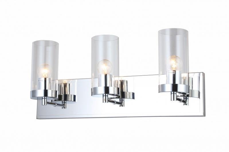 Chrome with Clear Cylindrical Glass Shade Vanity Light - LV LIGHTING