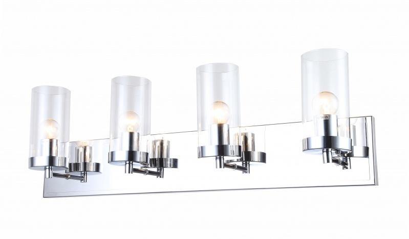 Chrome with Clear Cylindrical Glass Shade Vanity Light - LV LIGHTING