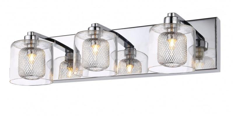 Chrome with Mesh and Clear Glass Shade Vanity Light - LV LIGHTING