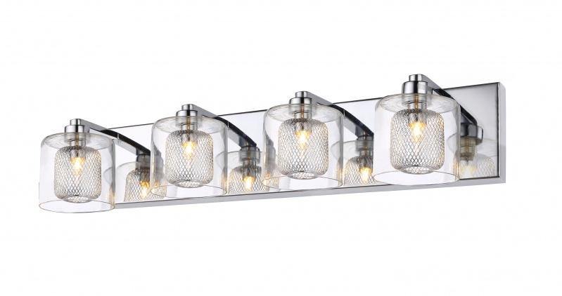 Chrome with Mesh and Clear Glass Shade Vanity Light - LV LIGHTING