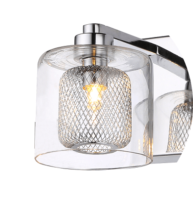 Chrome with Mesh and Clear Glass Shade Vanity Light - LV LIGHTING