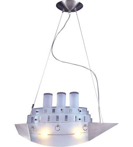 Frosted White Glass with Silver Trim Boat Pendant - LV LIGHTING